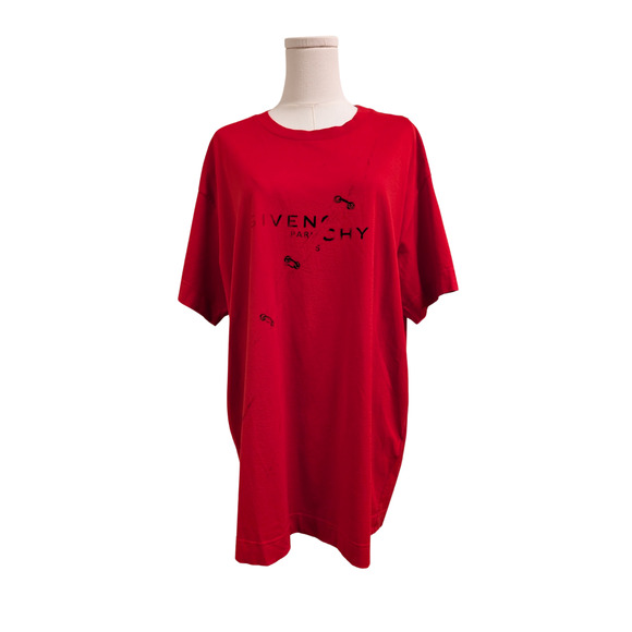 NWT Givenchy Red Trompe-l'oeil Graphic Logo T-Shirt Men's Size Large - Picture 3 of 10